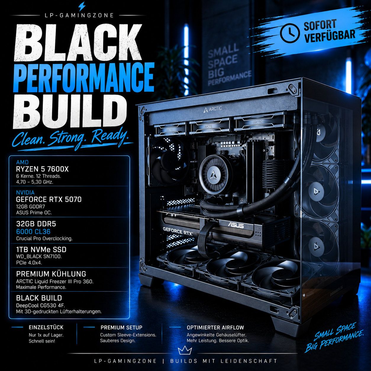 Gaming PC Ryzen 5 7600X | 12GB RTX 5070 | 32GB DDR5-6000 | (sofort verfügbar)